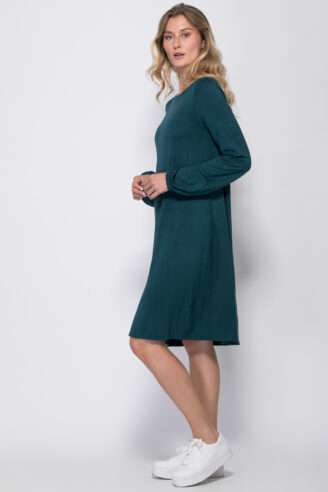 שמלת בייסיק עם שרוול בסיומת כיווץ