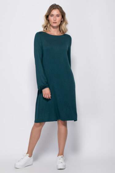 שמלת בייסיק עם שרוול בסיומת כיווץ