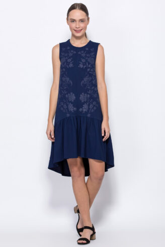 שמלת טקסטורה ללא שרוול עם הדפס שמלת טקסטורה ללא שרוול עם הדפס