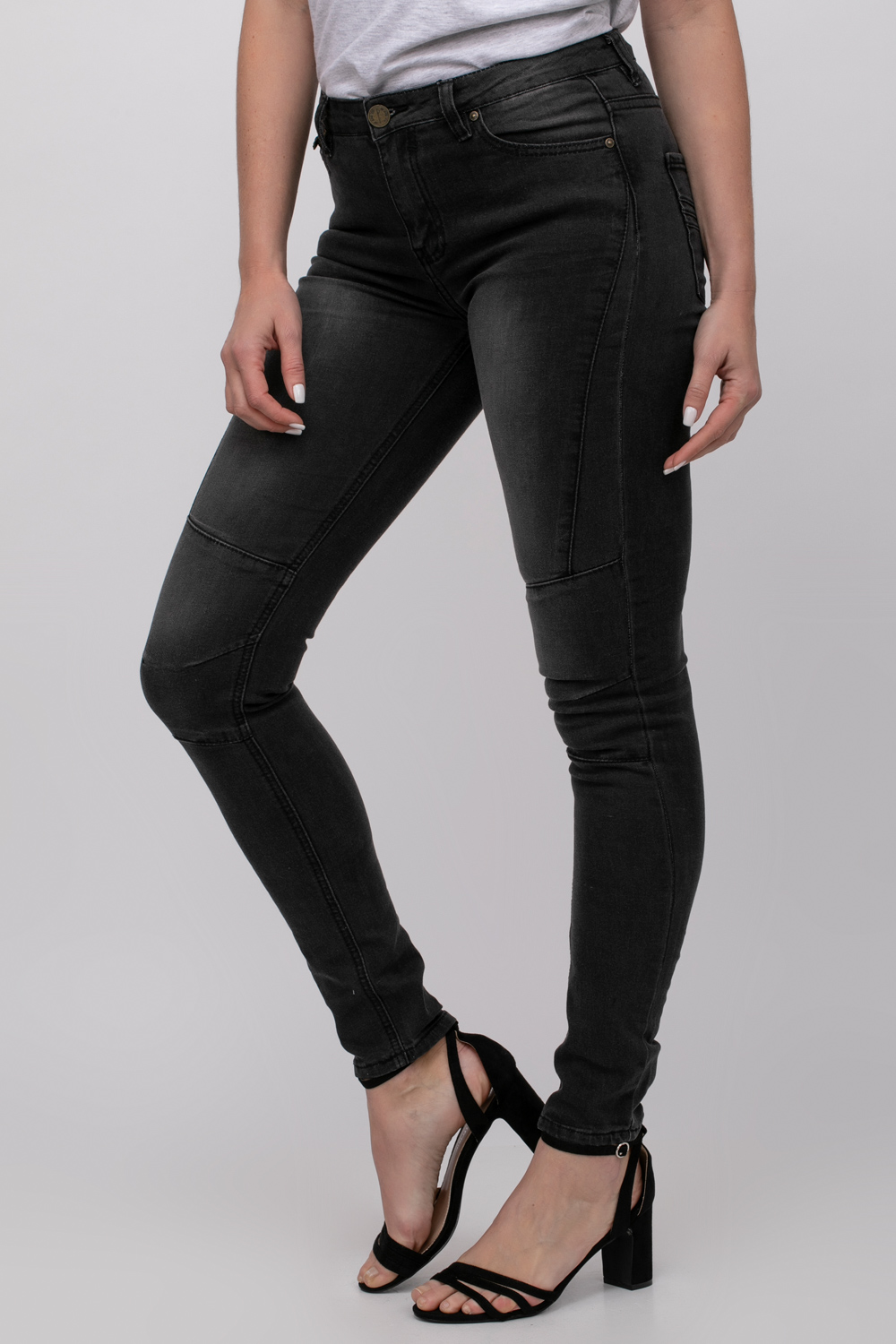 מכנסי ג'ינס סקיני בשילוב רוכסן