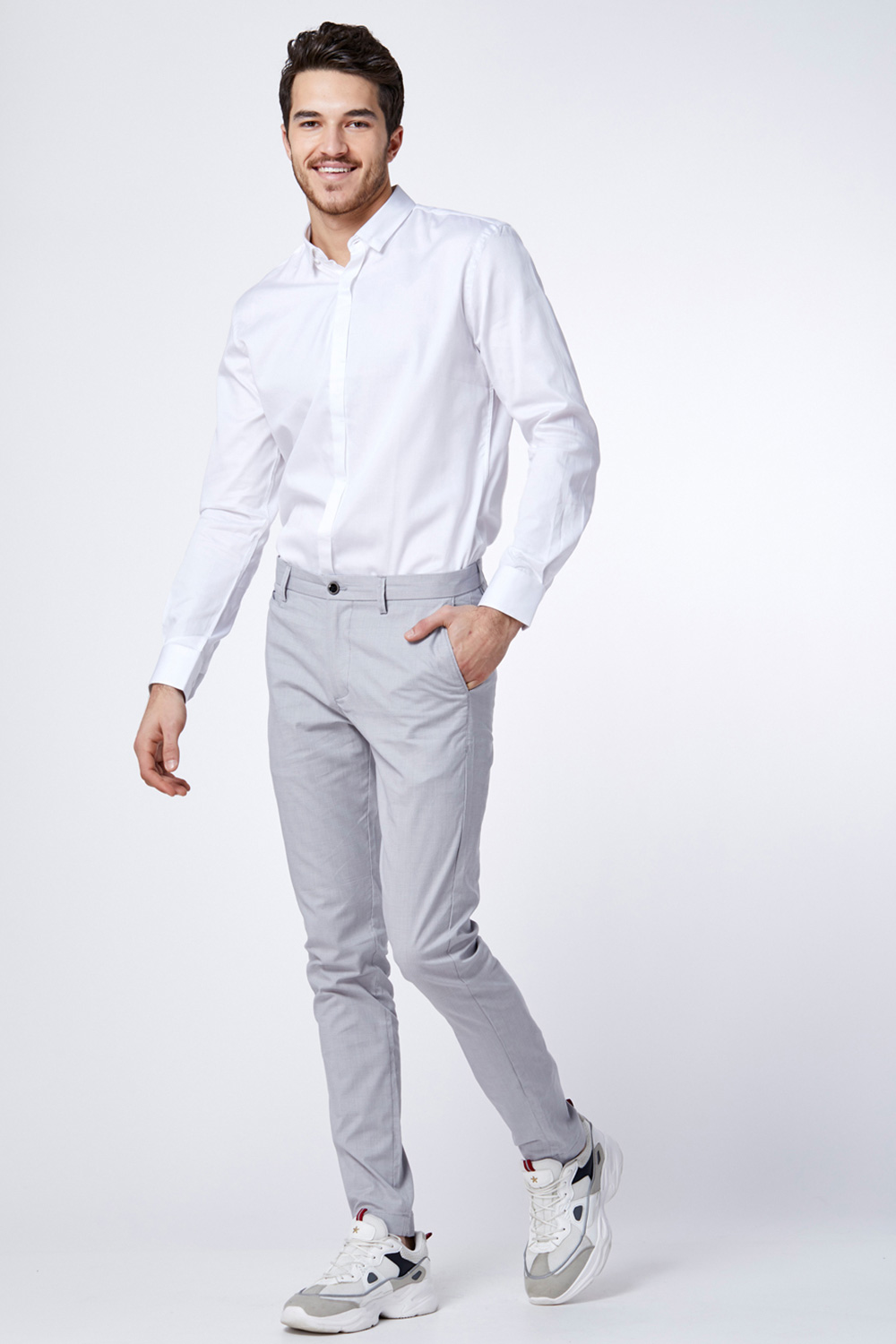 מכנס אלגנט טקסטורת אוקספורד