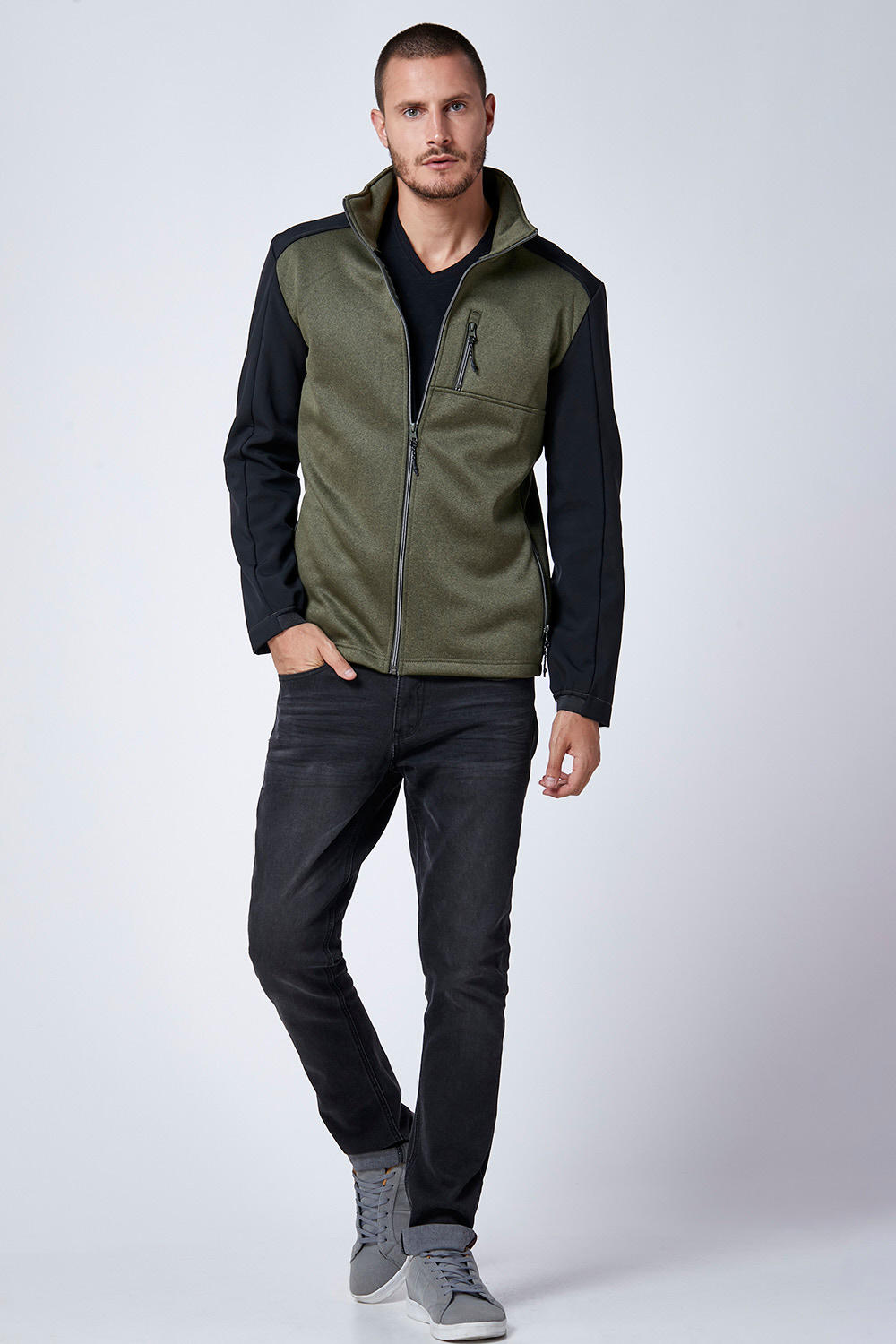 מעיל סקובה קל שרוול קונטרסטי