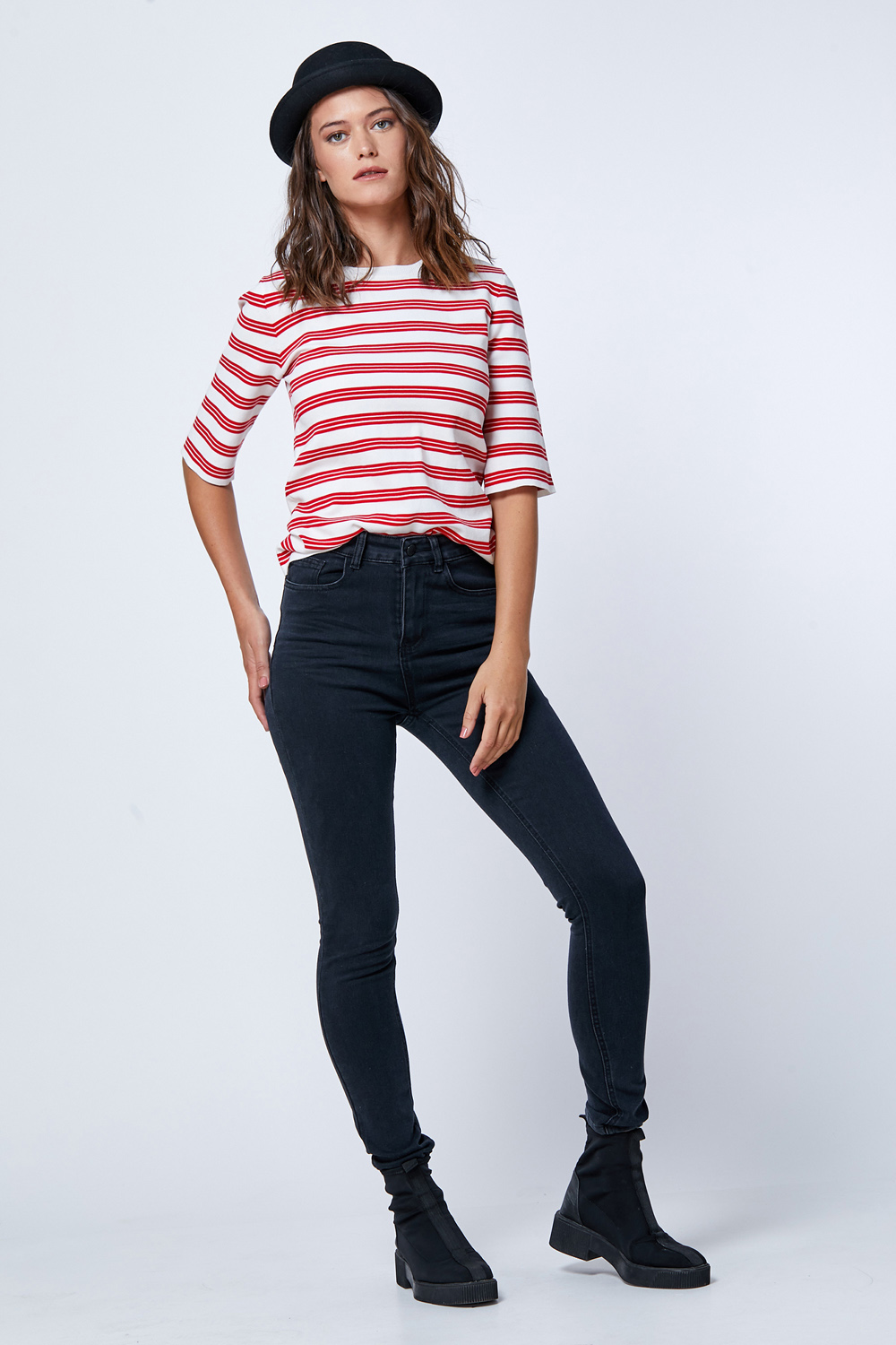 סריג פסים שרוול קצר