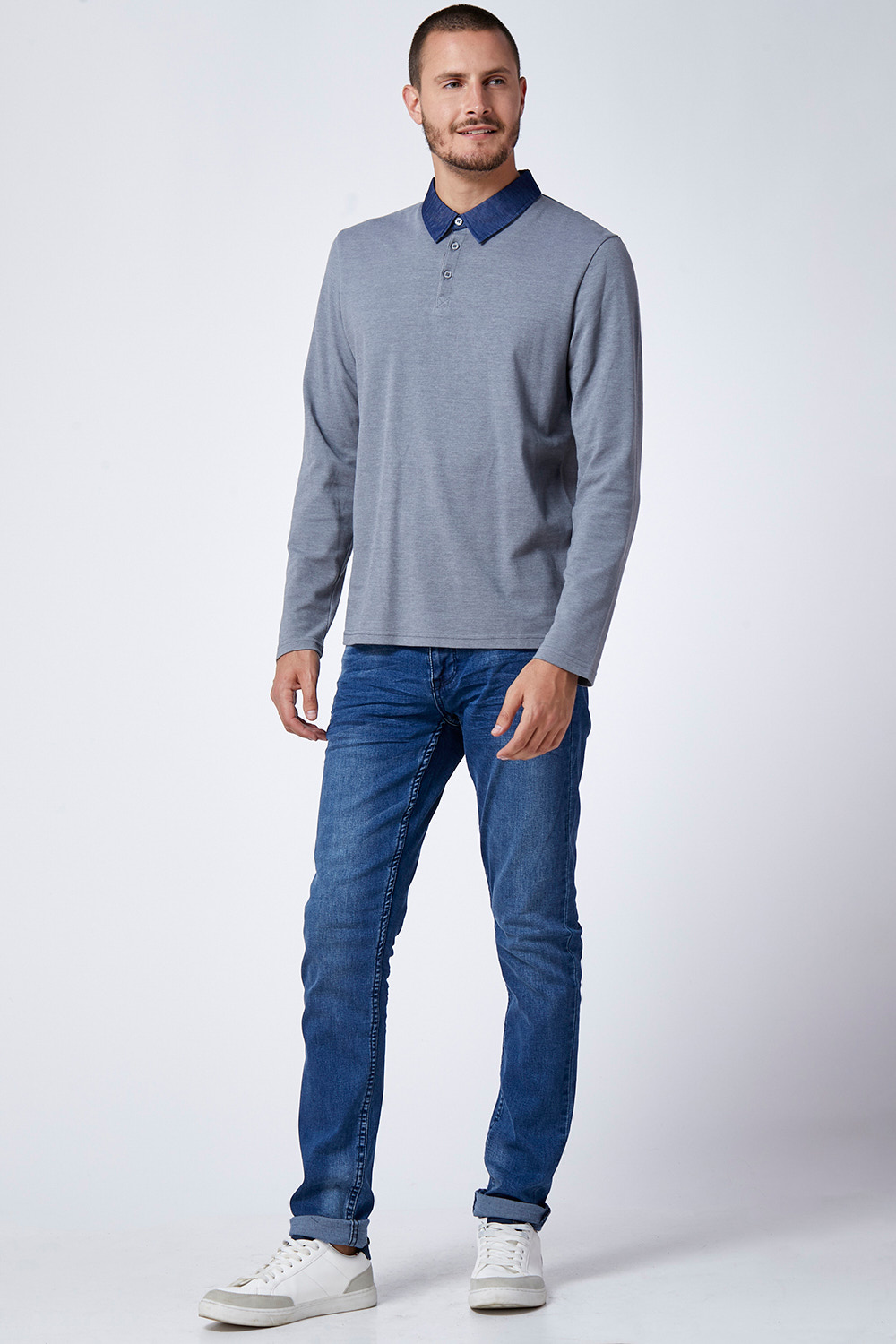 פולו פיקה צווארון ג`ינס