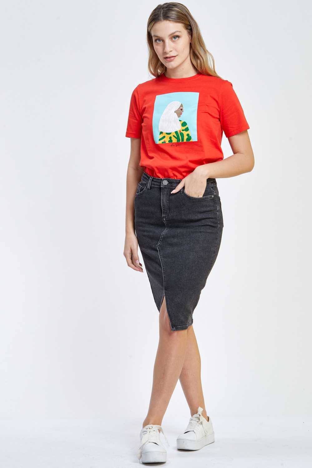 חצאית ג`ינס חלקה