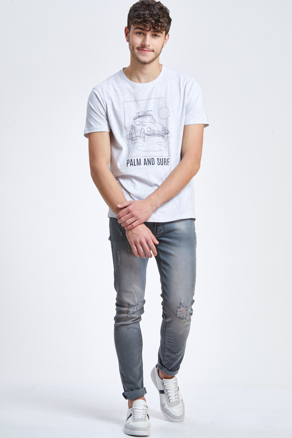 גבר מכנס ארוך ג`ינס שפשופים