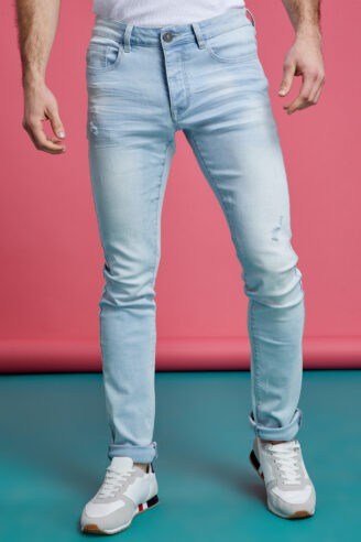 ג'ינס תכלת משופשף  סקיני