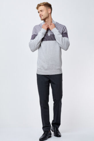 סריג איכותי צווארון גבוה עם רוכסן