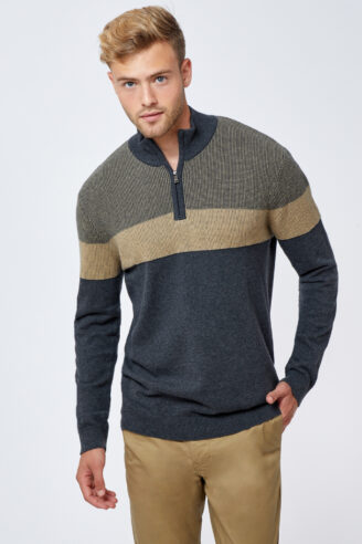 סריג איכותי צווארון גבוה עם רוכסן