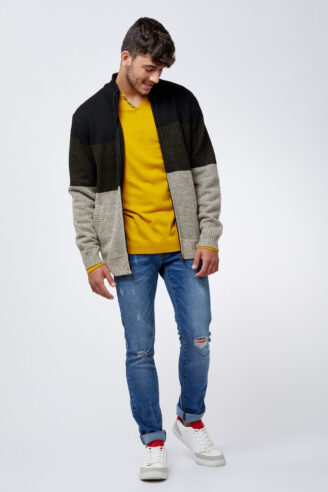 סריג קרדיגן עבה עם רוכסן