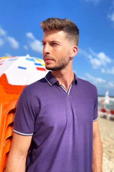 חולצת פולו פיקה ספליט וי