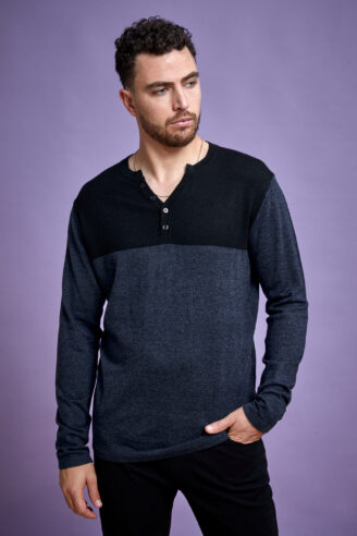 סריג בייסיק צווארון Y כפתורים