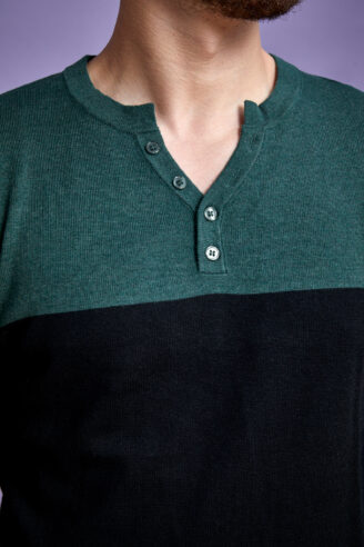 סריג בייסיק צווארון Y כפתורים