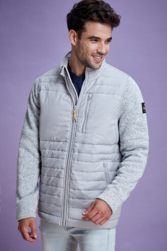 מעיל ניילון קווילט קל בשילוב שרוול סרוג