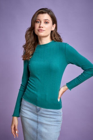 חולצת ריב צווארון גבוה