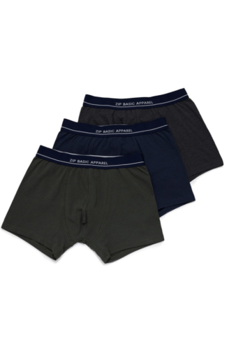 שלישיית בוקסר אפור/כחול/זית