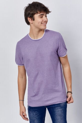 חולצת טי בד פיקה עם צווארון מיוחד