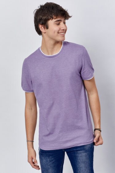 חולצת טי בד פיקה עם צווארון מיוחד