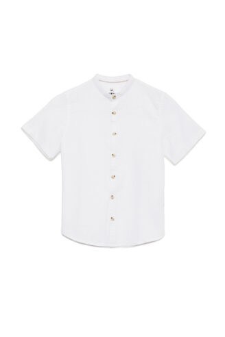 חולצת ילדים במראה פשתן צווארון סיני