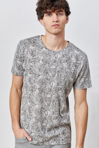 חולצת טי הדפס צמחיה גרפי