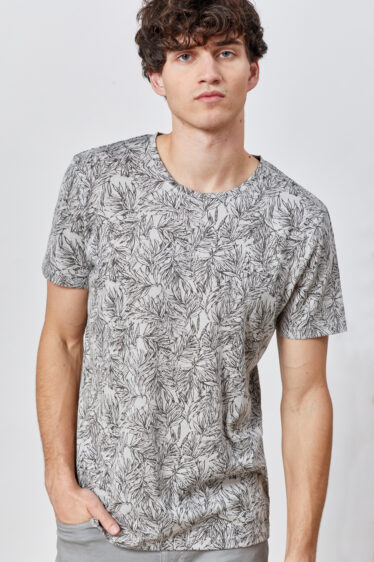 חולצת טי הדפס צמחיה גרפי