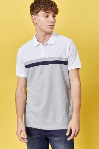 חולצת פולו פיקה פסי חזה