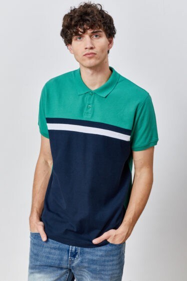 חולצת פולו פיקה פסי חזה