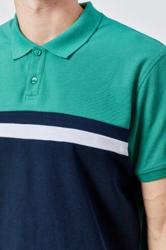 חולצת פולו פיקה פסי חזה