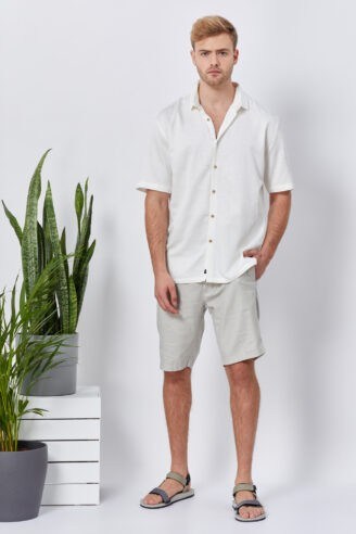 מכנס ברמודה במראה פשתן