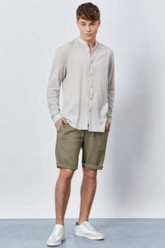 מכנס ברמודה במראה פשתן