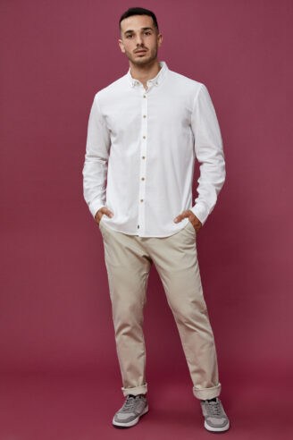 חולצה מכופתרת טוויל שטוף