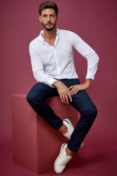 חולצה מכופתרת טקסטורה אלגנטית