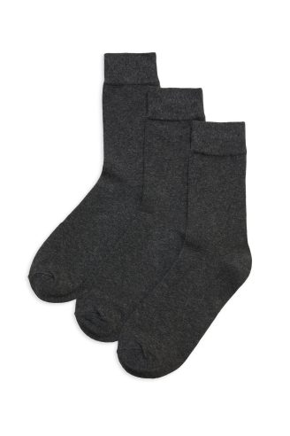 מארז שלישיית גרביים חלקים גבוהים - אפור כהה