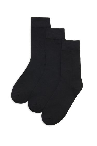 מארז שלישיית גרביים חלקים גבוהים - שחור