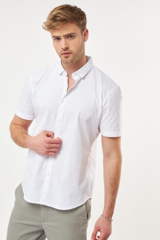 חולצה מכופתרת טקסטורת רוחב