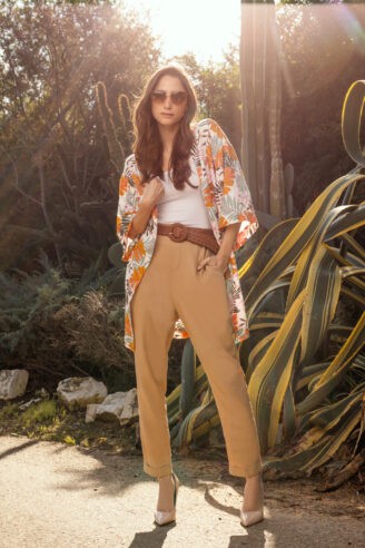 מכנס במראה פשתן משוחרר