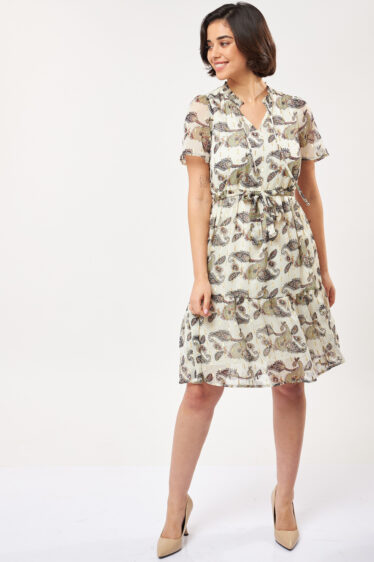 שמלת שיפון פייזלי בשילוב חוטי זהב