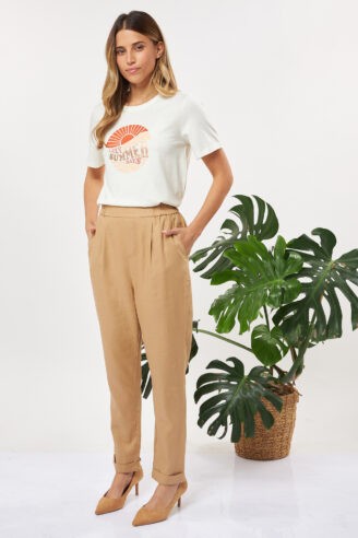 מכנס במראה פשתן משוחרר