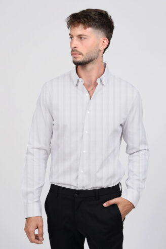 חולצה מכופתרת פסי סיכה לייקרה