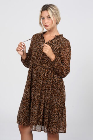 שמלת שיפון דפוס מנומר