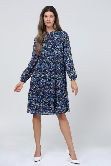 שמלת שיפון פרחי אבסטרקט