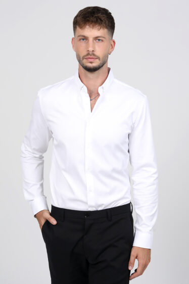 חולצה מכופתרת מחויטת Dobby לייקרה