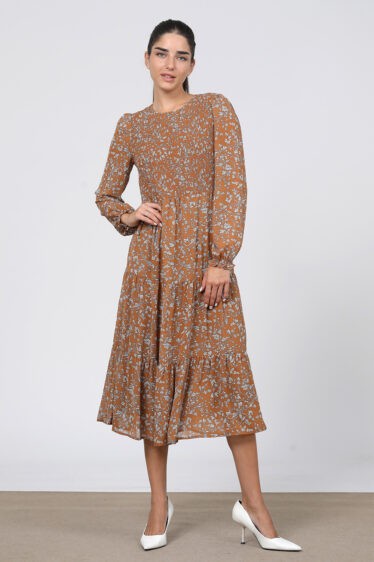 שמלת שיפון מודפסת פרחים