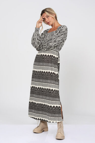 שמלת מקסי בהדפס סבנטיז