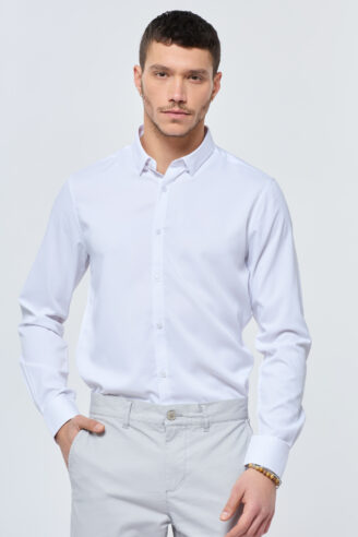 חולצה מכופתרת בד אקטיב נמתח