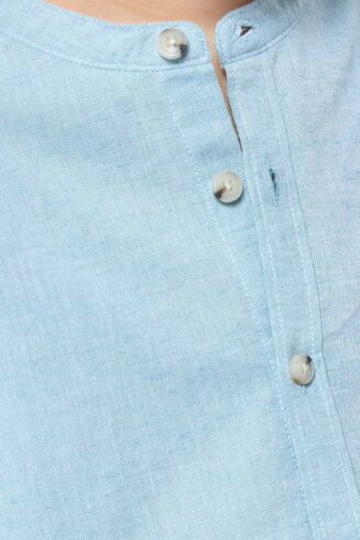 חולצת ילדים במראה פשתן צווארון סיני