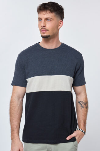 חולצת טי waffle קולור בלוק פסים