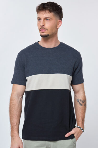 חולצת טי waffle קולור בלוק פסים