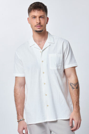 חולצה מכופתרת מחוספס אפקט קמטים עדין