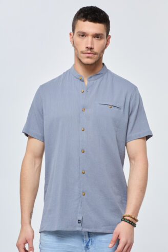 חולצה מכופתרת crep צווארון סיני